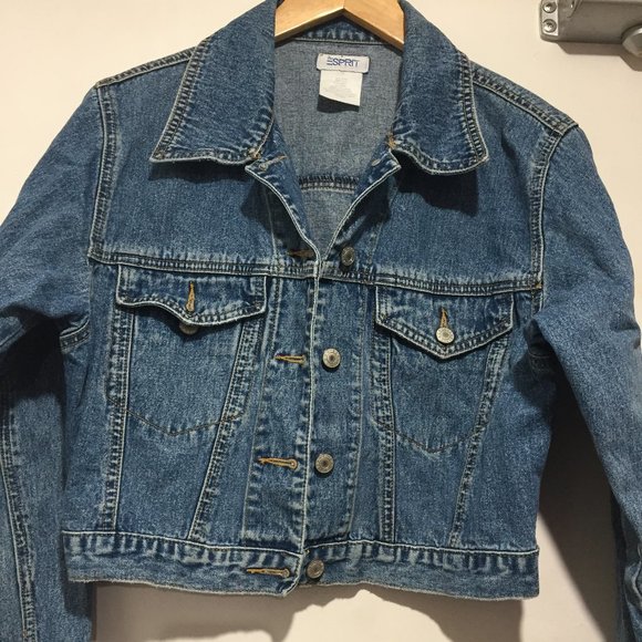 VINTAGE ESPRIT DENIM CROPPED JACKETS SIZE M - Picture 1 of 7